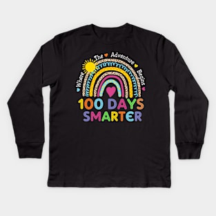 Cute rainbow 100 days smarter kids teacher Kids Long Sleeve T-Shirt